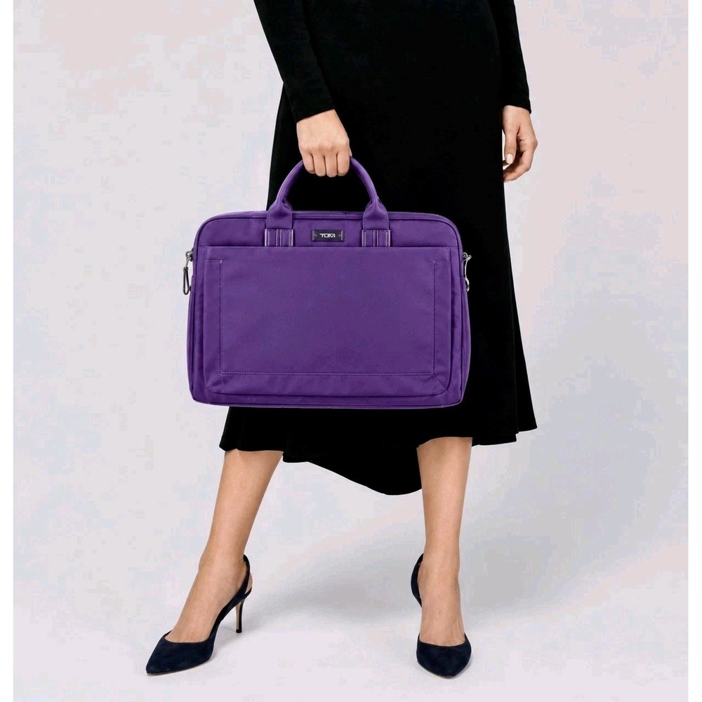 Tumi Voyageur Joanna Business Tote Purple Nylon Laptop Bag Crossbody Travel Bag